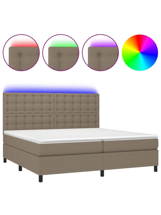 Box spring postel s matrací a led taupe 200x200 cm textil