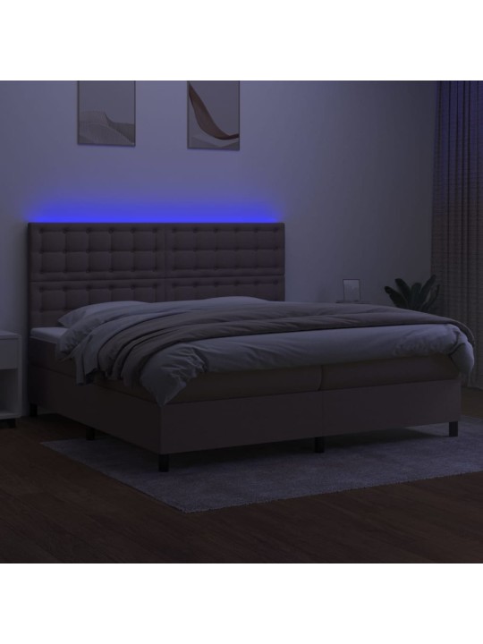 Box spring postel s matrací a led taupe 200x200 cm textil