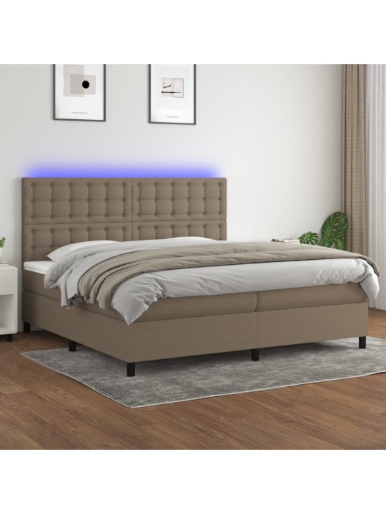 Box spring postel s matrací a led taupe 200x200 cm textil