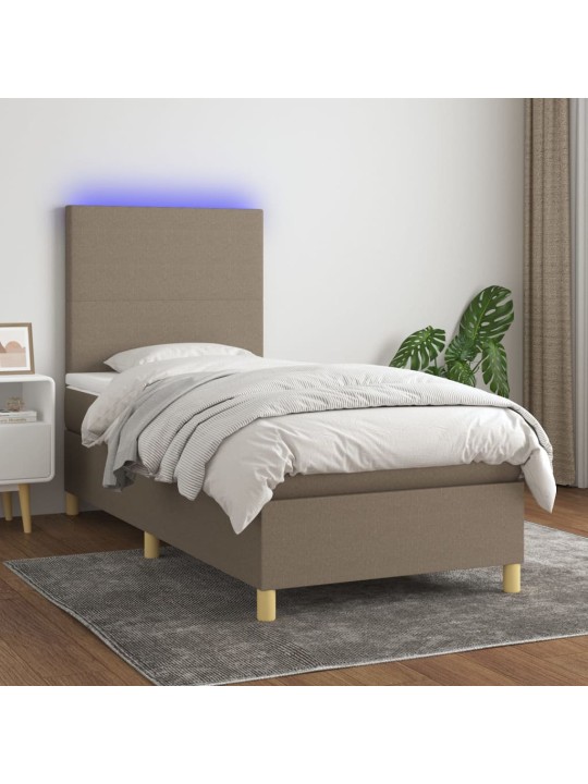 Box spring postel s matrací a led taupe 80 x 200 cm textil