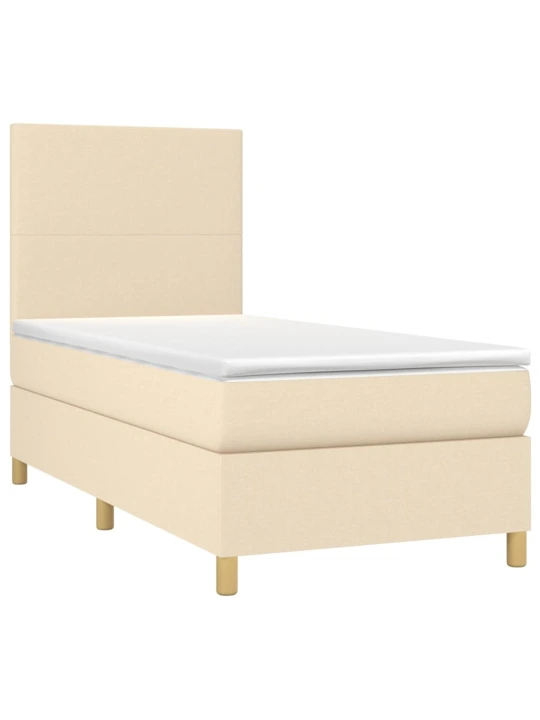 Box spring postel s matrací a led krémová 80 x 200 cm textil
