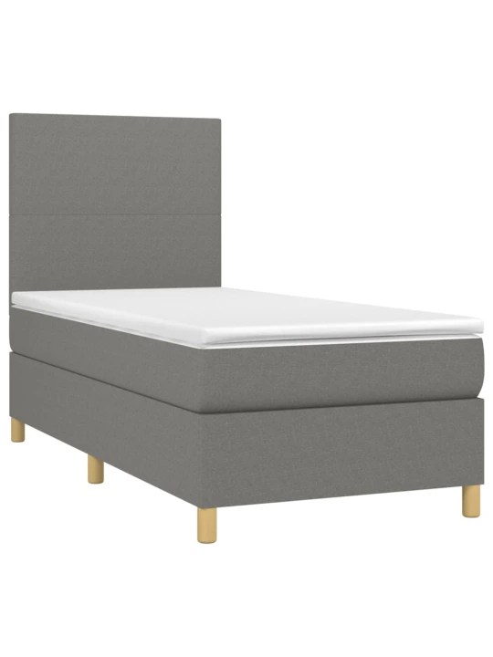 Box spring postel s matrací a LED tmavě šedá 100x200 cm textil