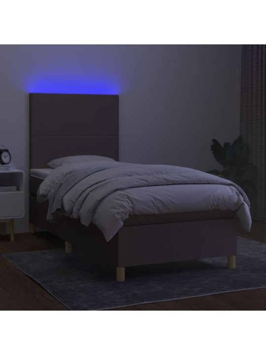 Box spring postel s matrací a LED taupe 100x200 cm textil