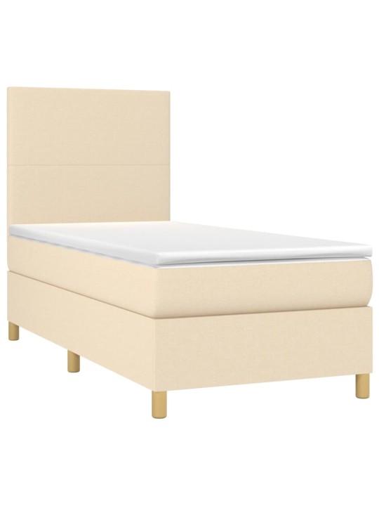 Box spring postel s matrací a led krémová 100x200 cm textil