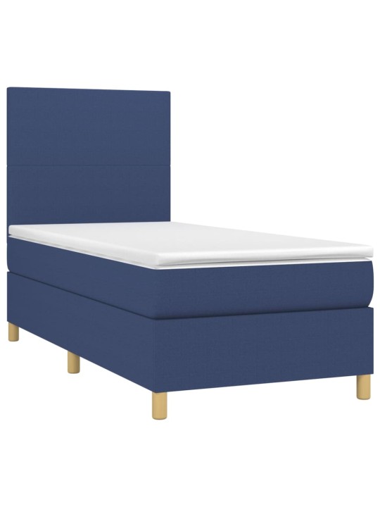 Box spring postel s matrací a LED modrá 100x200 cm textil