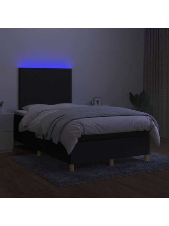 Box spring postel s matrací a LED černá 120 x 200 cm textil