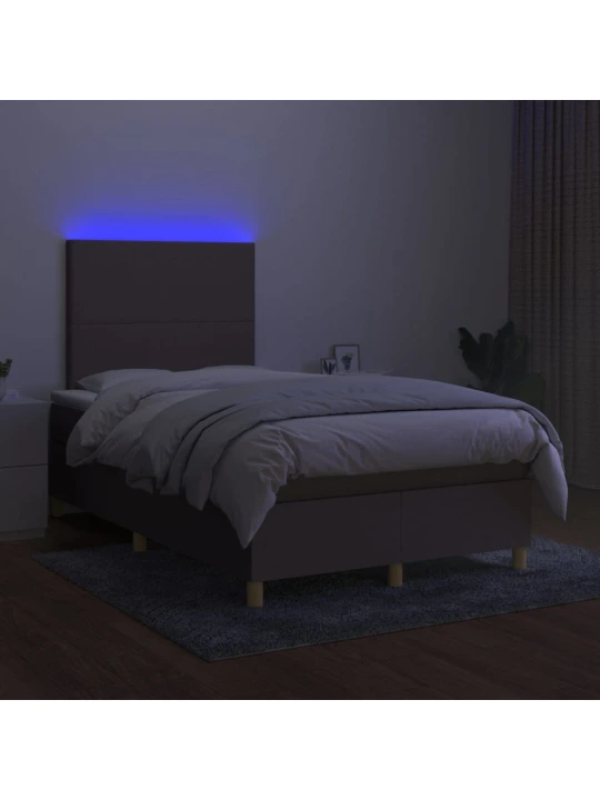 Box spring postel s matrací a led taupe 120 x 200 cm textil