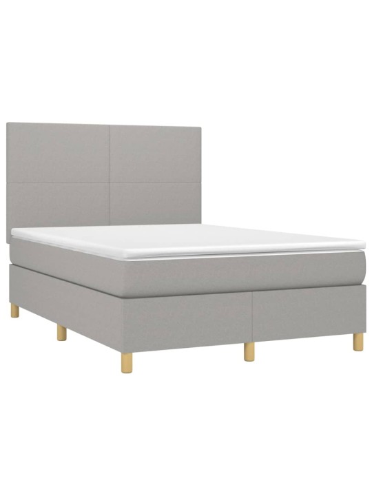 Box spring postel s matrací a LED světle šedá 140x190 cm textil