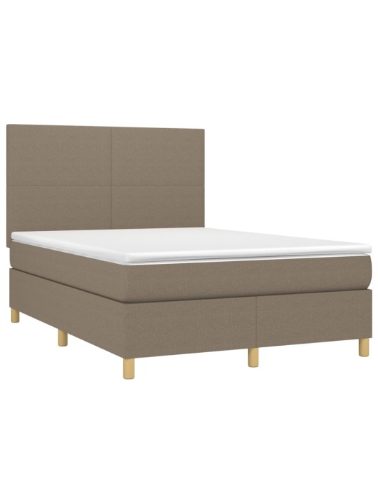Box spring postel s matrací a led taupe 140x190 cm textil