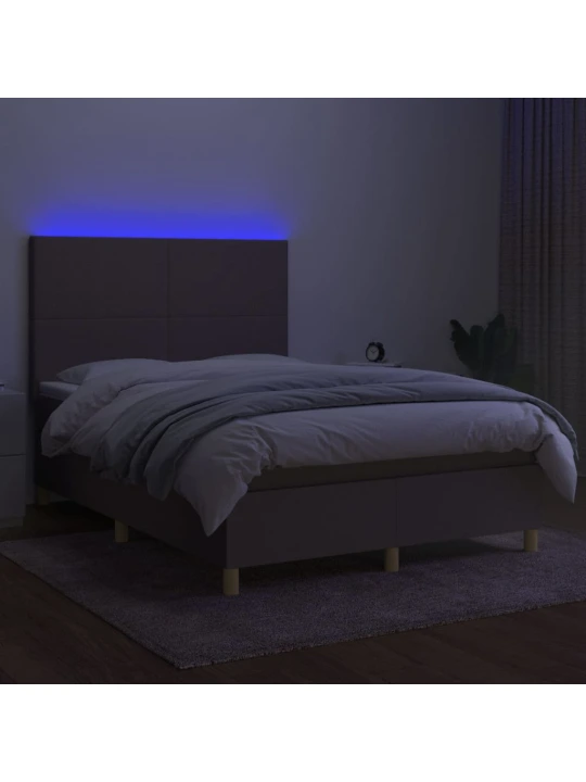 Box spring postel s matrací a led taupe 140x190 cm textil