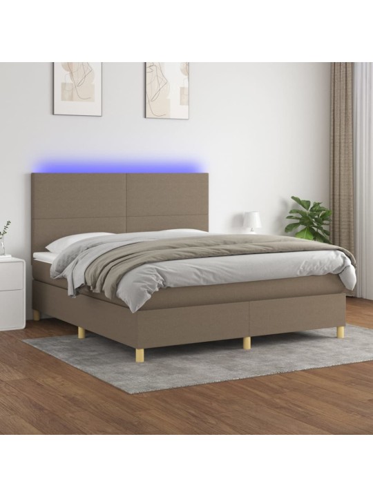 Box spring postel s matrací a led taupe 160x200 cm textil