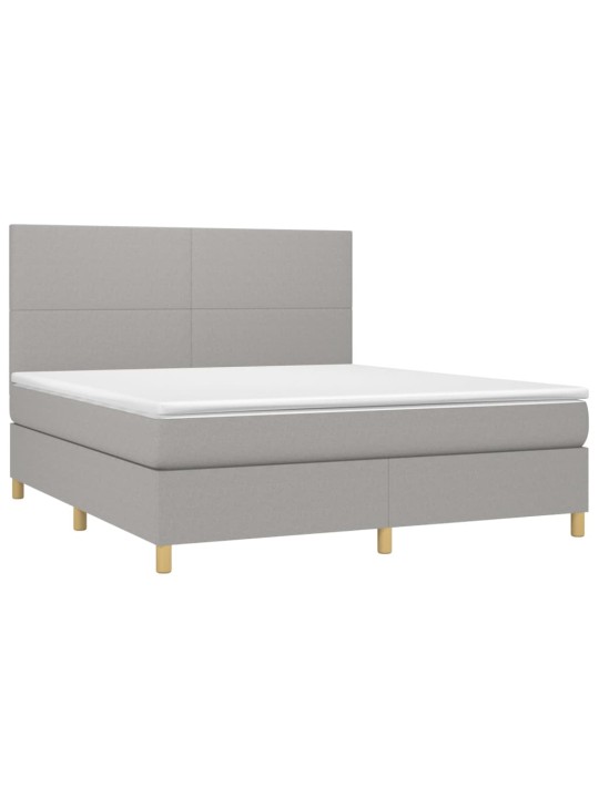 Box spring postel s matrací a LED světle šedá 180x200 cm textil