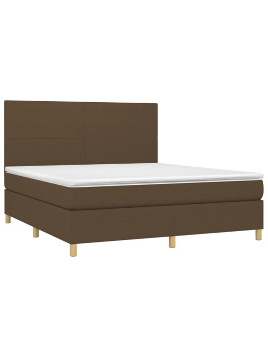 Box spring postel s matrací a led tmavě hnědá 180x200 cm textil