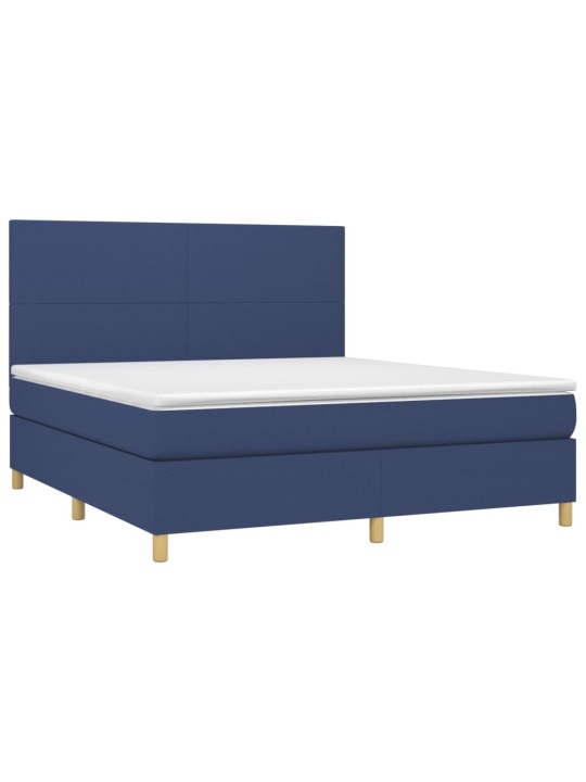 Box spring postel s matrací a LED modrá 180x200 cm textil