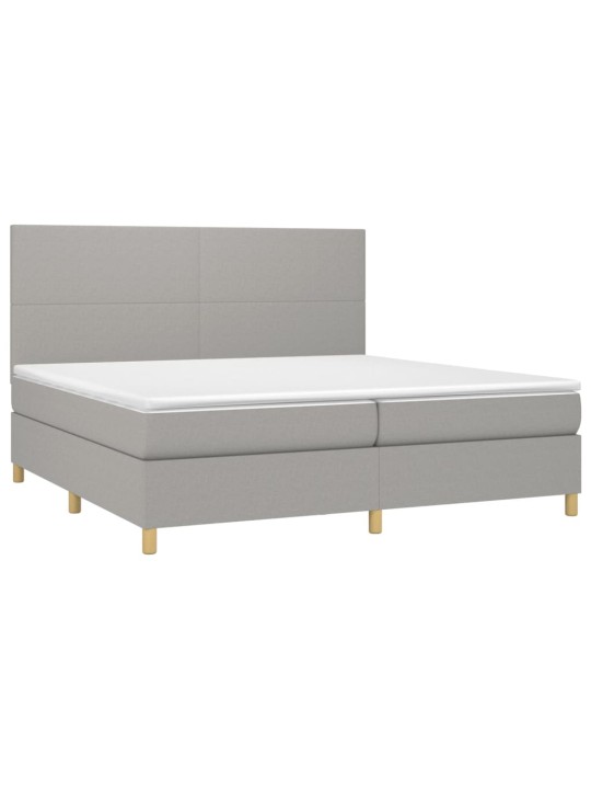 Box spring postel s matrací a LED světle šedá 200x200 cm textil
