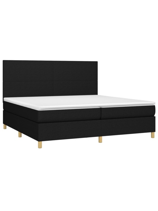 Box spring postel s matrací a LED černá 200x200 cm textil