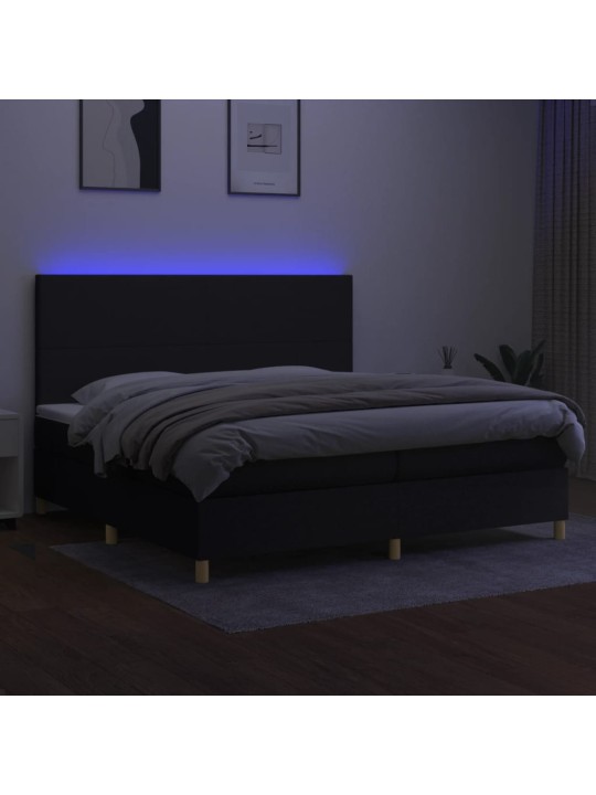 Box spring postel s matrací a LED černá 200x200 cm textil