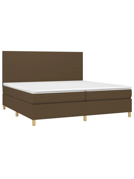 Box spring postel s matrací a led tmavě hnědá 200x200 cm textil
