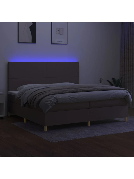 Box spring postel s matrací a led taupe 200x200 cm textil