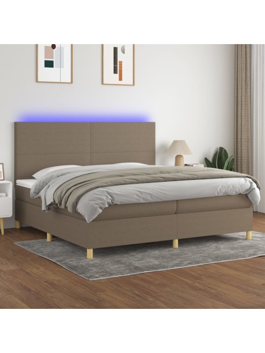 Box spring postel s matrací a led taupe 200x200 cm textil