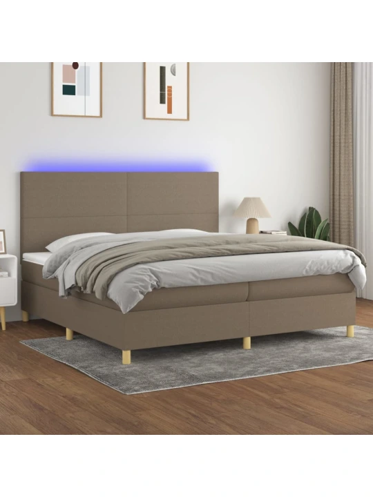 Box spring postel s matrací a led taupe 200x200 cm textil