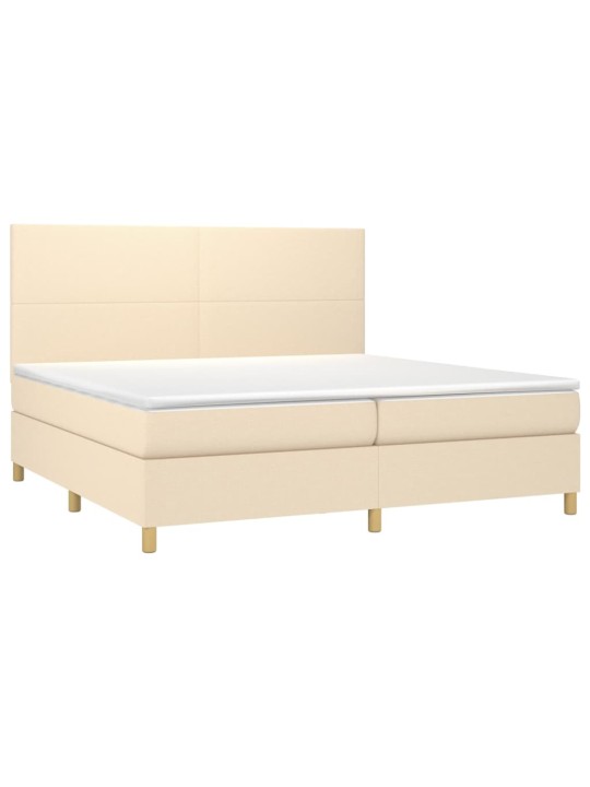 Box spring postel s matrací a led krémová 200x200 cm textil