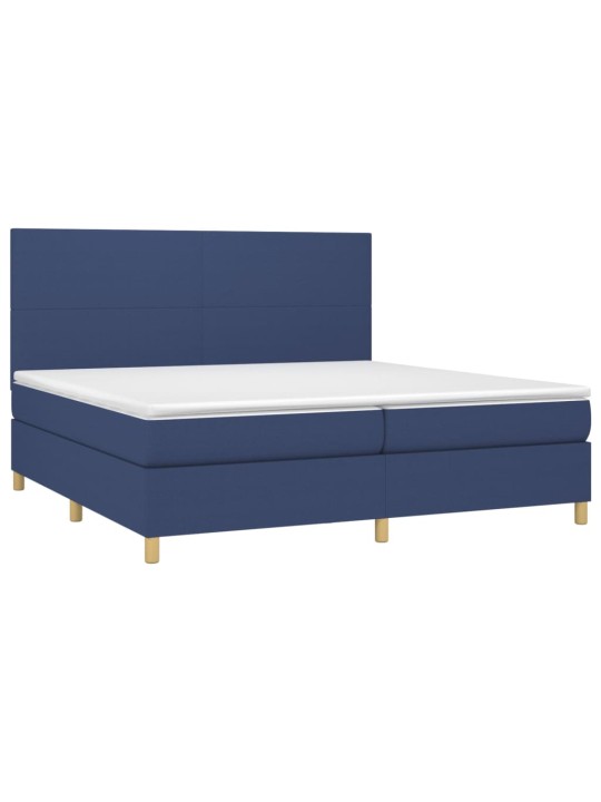 Box spring postel s matrací a led modrá 200x200 cm textil
