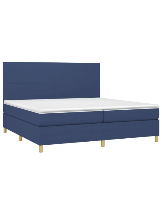 Box spring postel s matrací a led modrá 200x200 cm textil