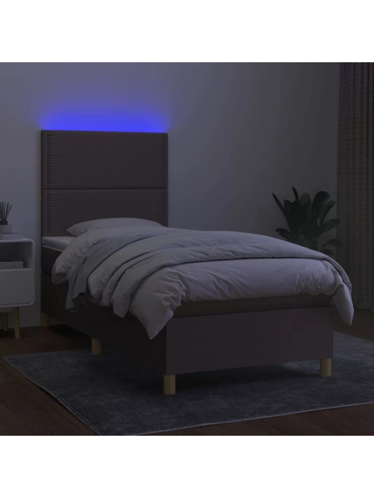 Box spring postel s matrací a LED taupe 80 x 200 cm textil