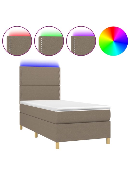 Box spring postel s matrací a LED taupe 90x190 cm textil