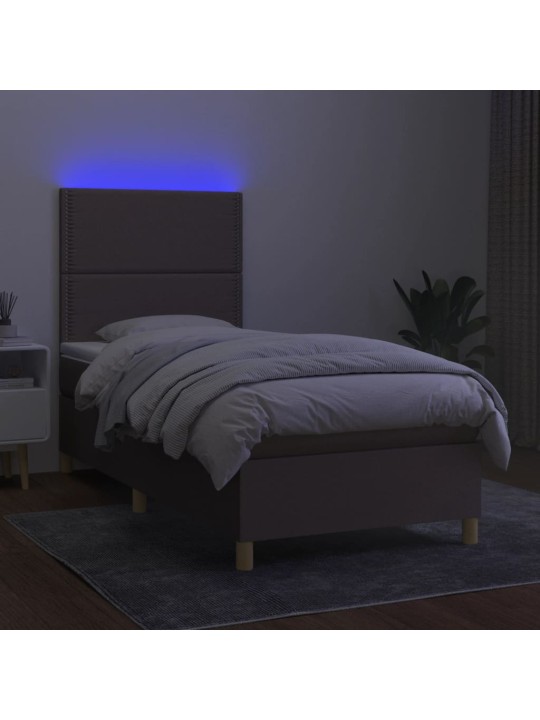 Box spring postel s matrací a LED taupe 90x190 cm textil