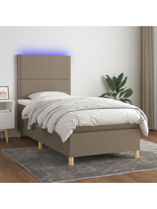 Box spring postel s matrací a LED taupe 90x190 cm textil