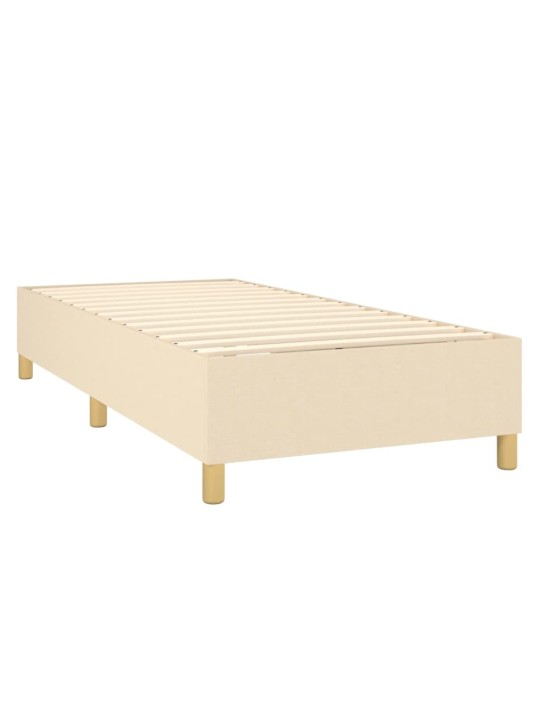 Box spring postel s matrací a LED krémová 90x190 cm textil