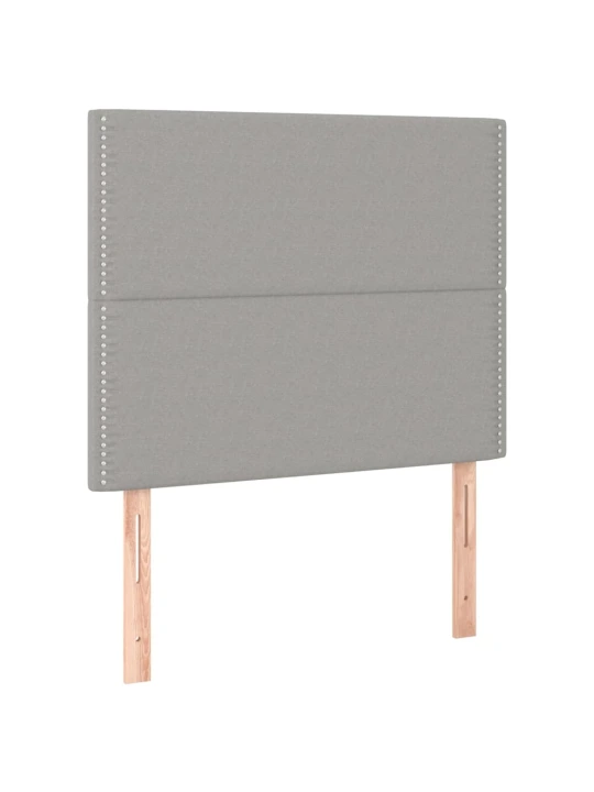 Box spring postel s matrací a LED světle šedá 90x200 cm textil