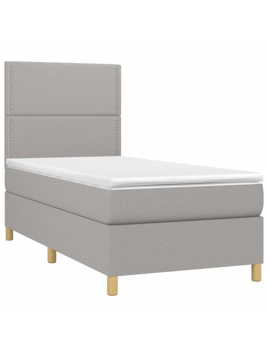 Box spring postel s matrací a LED světle šedá 100x200 cm textil
