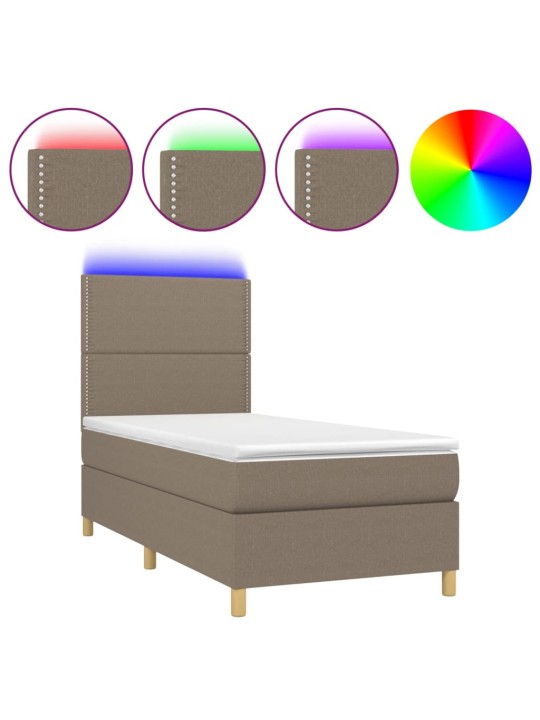 Box spring postel s matrací a LED taupe 100x200 cm textil