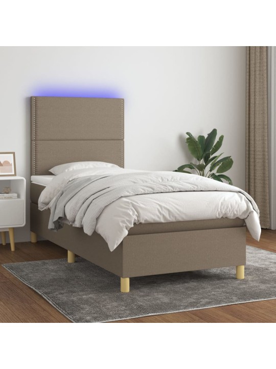 Box spring postel s matrací a LED taupe 100x200 cm textil
