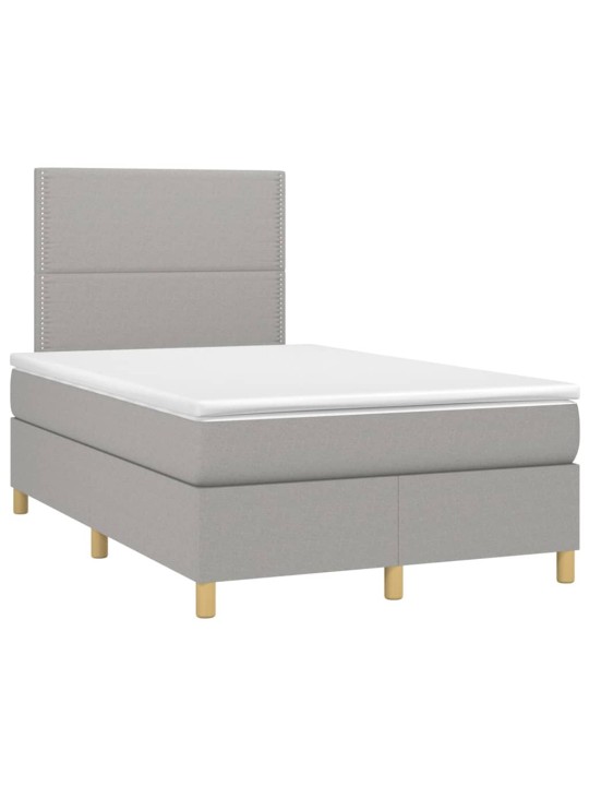 Box spring postel s matrací a LED světle šedá 120x200 cm textil