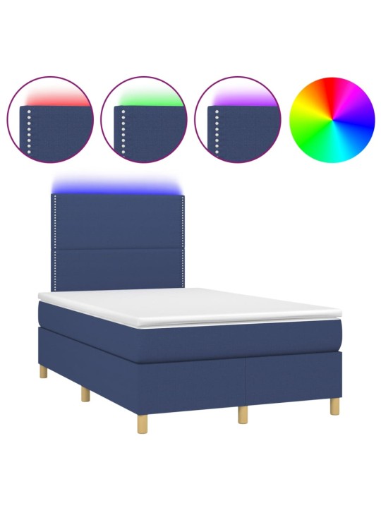 Box spring postel s matrací a LED modrá 120 x 200 cm textil