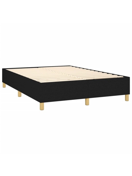 Box spring postel s matrací a LED černá 140x190 cm textil