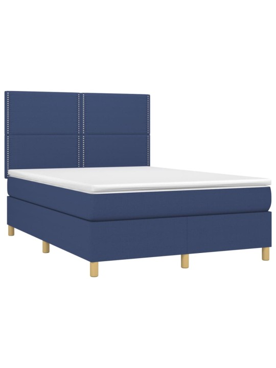 Box spring postel s matrací a LED modrá 140x190 cm textil
