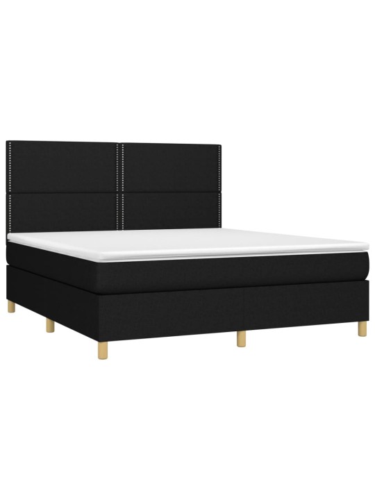 Box spring postel s matrací a LED černá 160x200 cm textil