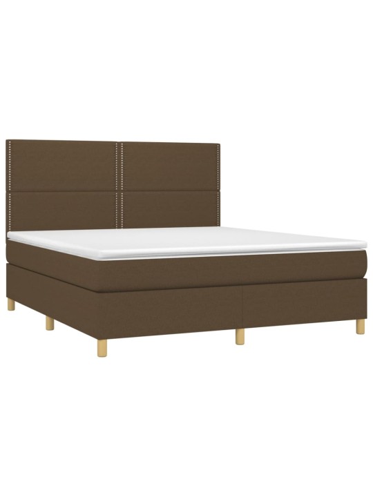 Box spring postel s matrací a led tmavě hnědá 160x200 cm textil