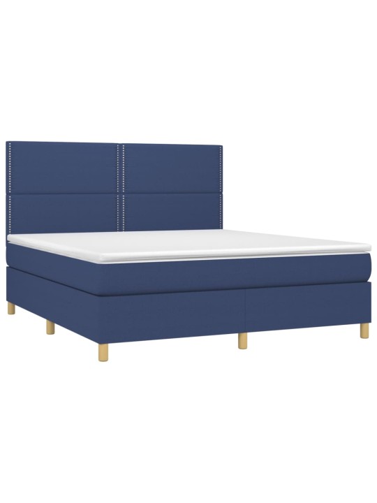 Box spring postel s matrací a led modrá 160x200 cm textil