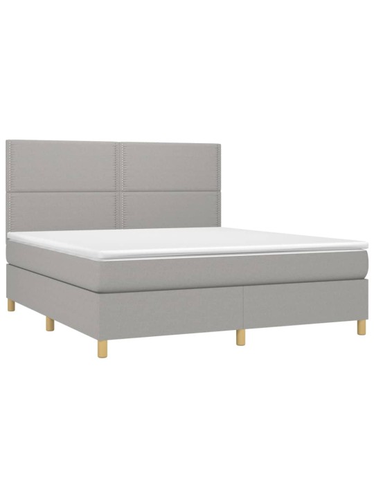 Box spring postel s matrací a LED světle šedá 180x200 cm textil
