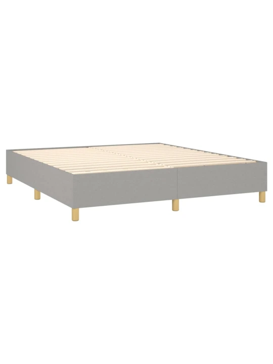 Box spring postel s matrací a LED světle šedá 180x200 cm textil