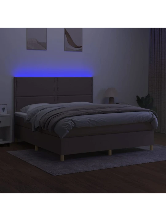 Box spring postel s matrací a led taupe 180x200 cm textil