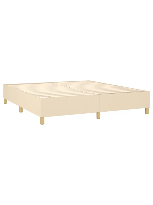 Box spring postel s matrací a LED krémová 180x200 cm textil