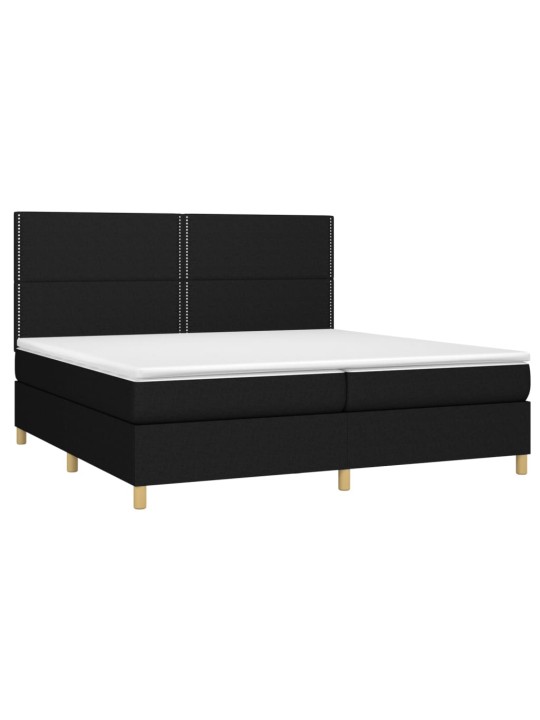 Box spring postel s matrací a LED černá 200x200 cm textil