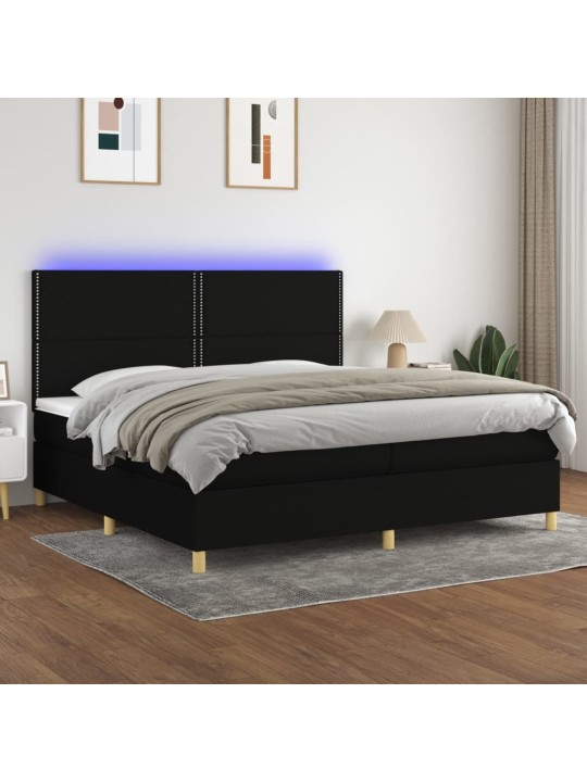 Box spring postel s matrací a LED černá 200x200 cm textil
